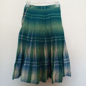 Vintage Kilt Skirt Green and Blue Plaid Small
